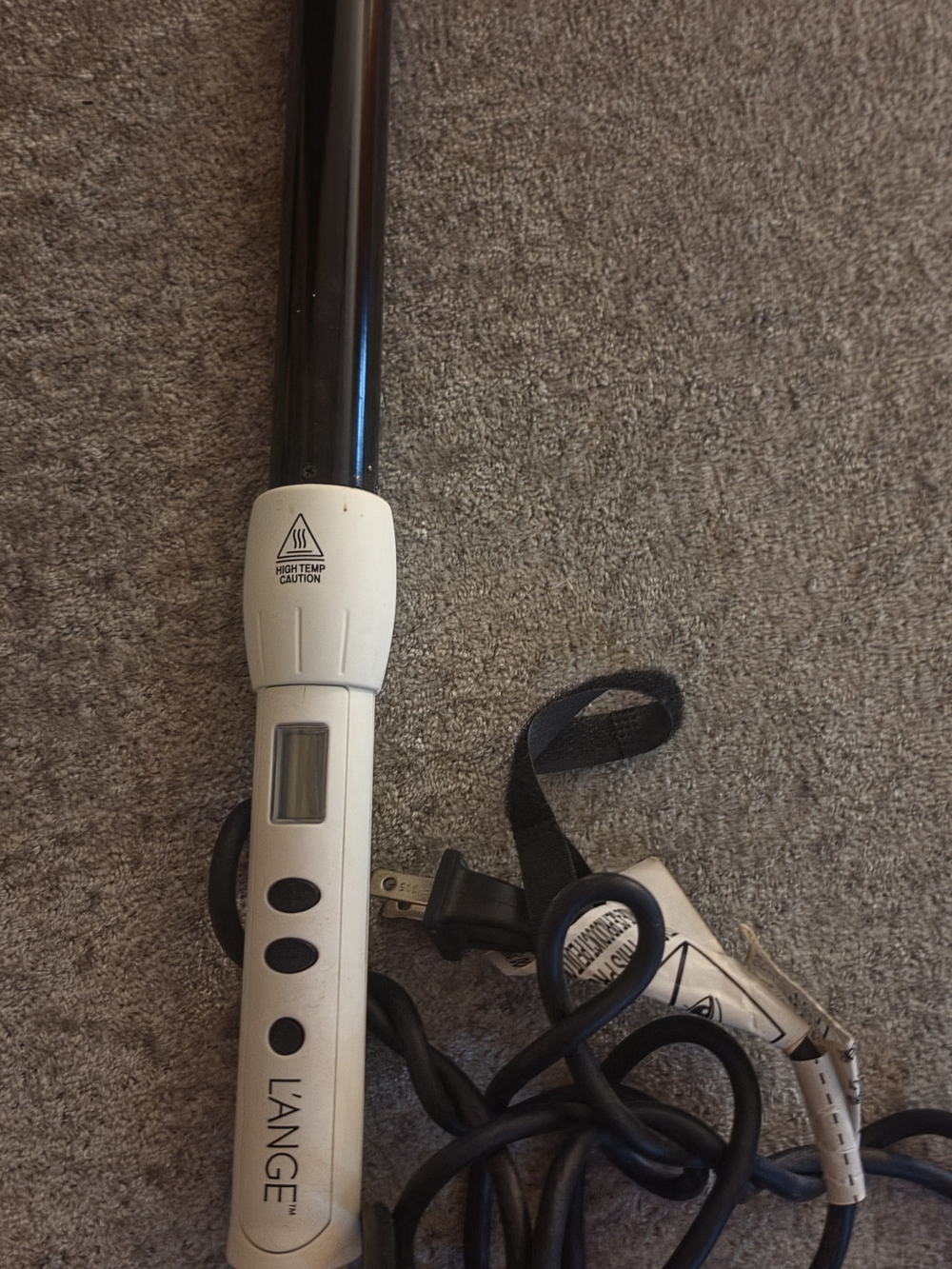 L'ange Lustré Titanium Digital Curling Wand - White/Black